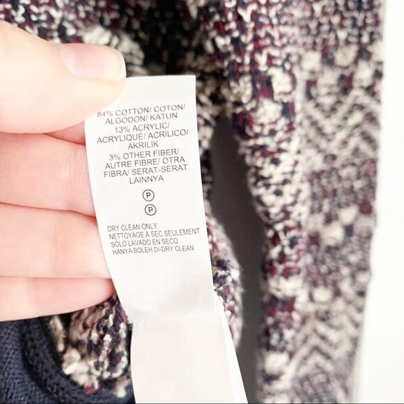 Lucky Brand Tweed Textured Moto Style Jacket Asymmetrical Zip Maroon Navy Size S - Picture 11 of 15